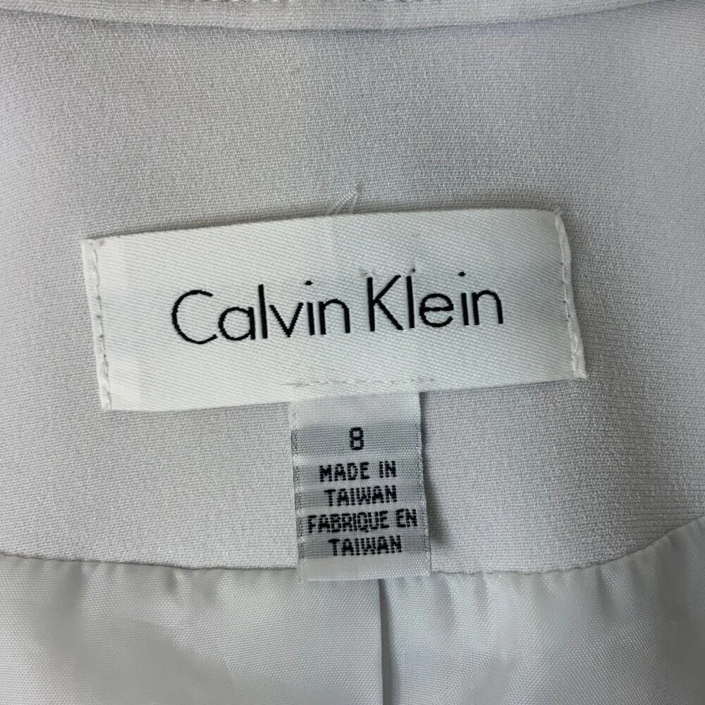 Calvin Klein Cream white Cropped Suit Jacket zipper down front women’s size 8 - Picture 9 of 11